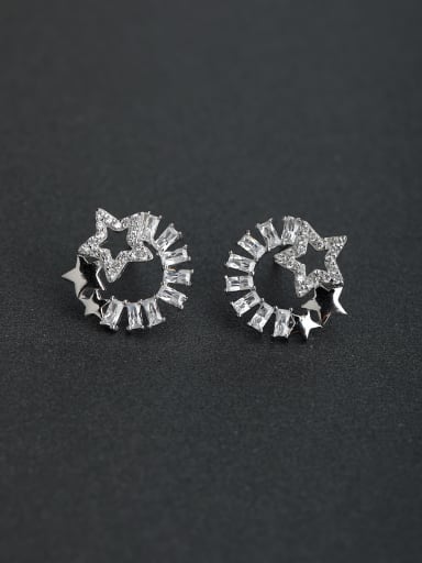 Elegant Micro inlay Zircon Star 925 silver Stud earrings