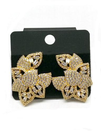 GODKI Luxury Women Wedding Dubai Copper With Gold Plated Personality Leaf Earrings
