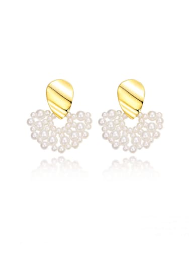 925 Sterling Silver Imitation Pearl Irregular Minimalist Stud Earring