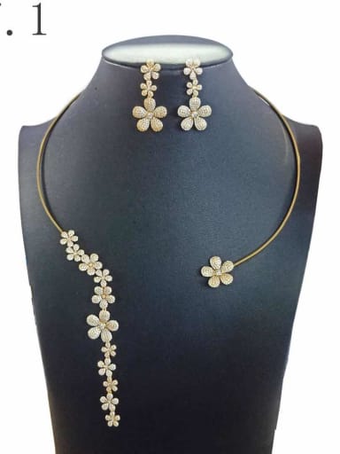 GODKI Luxury Women Wedding Dubai Copper With Gold Plated Delicate Flower 2 Piece Jewelry Set
