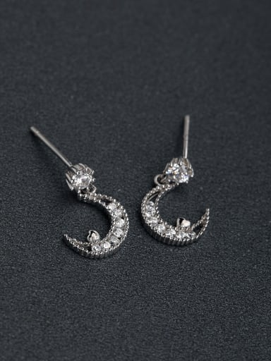 small and exquisite  Moon 925 silver Drop Earrings