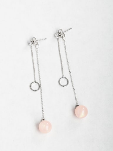 Pink Ball Zircon Copper inlaid platinum Drop Earrings