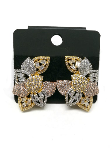 GODKI Luxury Women Wedding Dubai Copper With Mix Plated Personality Leaf Earrings