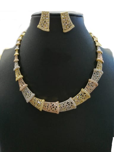 GODKI Luxury Women Wedding Dubai Copper With Mix Plated Fashion Geometric 2 Piece Jewelry Set