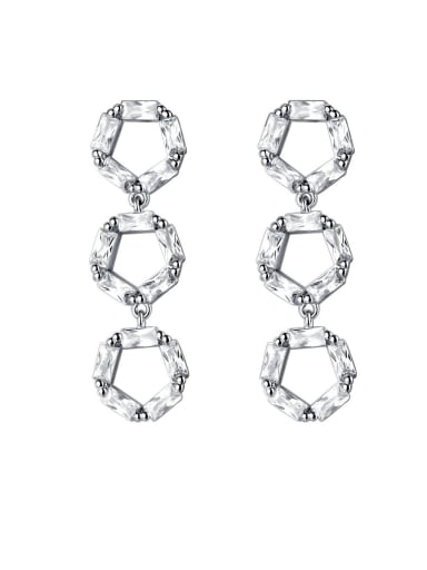 925 Sterling Silver With Cubic Zirconia Luxury Round Drop Earrings