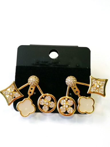 GODKI Luxury Women Wedding Dubai Copper With Gold Plated Fashion Geometric Earrings