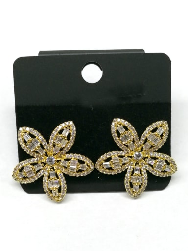 GODKI Luxury Women Wedding Dubai Copper With Gold Plated Fashion Flower Earrings