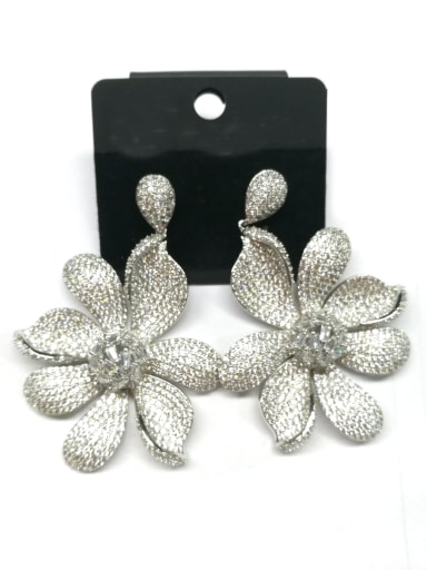GODKI Luxury Women Wedding Dubai Copper With White Gold Plated Trendy Flower Earrings
