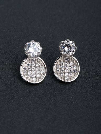 Bling bling zircon Gold and silver color 925 silver Stud earrings