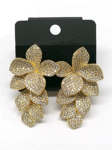 GODKI Luxury Women Wedding Dubai Copper With Gold Plated Classic Leaf 2 Piece Jewelry Set