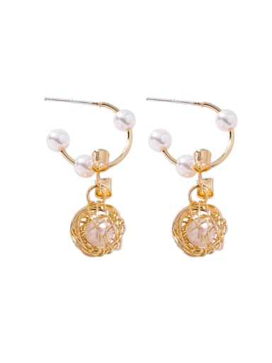 Alloy With 18k Gold Plated Fashion Ball  Imitation Pearl Earrings