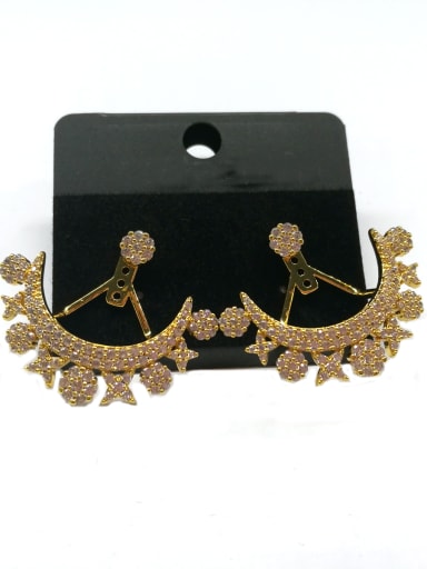 GODKI Luxury Women Wedding Dubai Copper With Gold Plated Fashion Moon Earrings