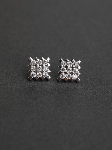 Prism Rhinestone  Glittering 925 Silver Earrings