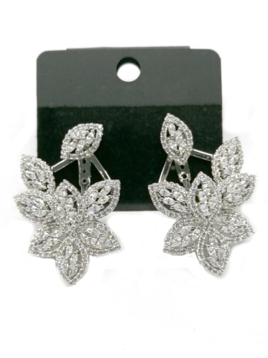 GODKI Luxury Women Wedding Dubai Copper With White Gold Plated Classic Leaf Earrings