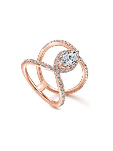 Copper With Rose Gold Plated Cubic Zirconia Statement Rings