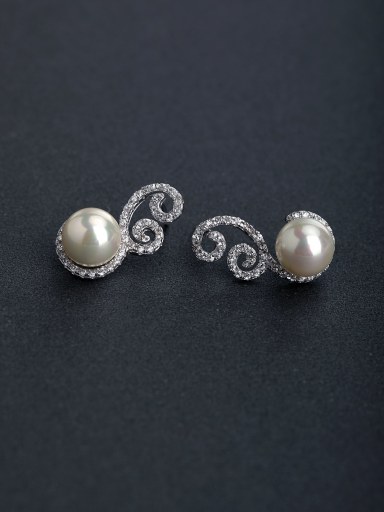Micro inlay Zircon personality Imitation pearls 925 silver Drop Earrings