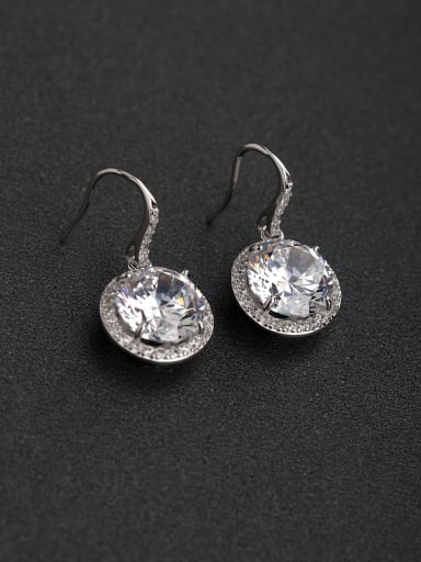 Micro inlay Zircon round 925 silver Hook Earrings