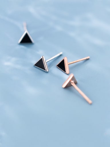 925 Sterling Silver With  Enamel Simplistic Triangle Stud Earrings