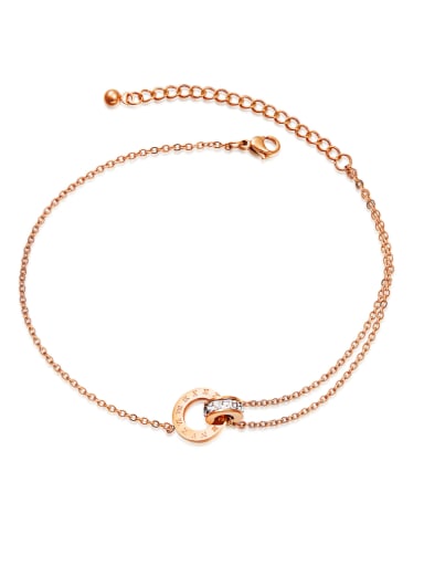 Stainless Steel With Rose Gold Plated Fashion Round Anklets
