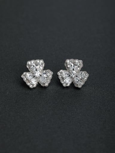 Elegant Micro inlay Zircon Flower 925 silver Stud earrings