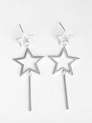 Star Zircon Copper inlaid platinum Drop Earrings