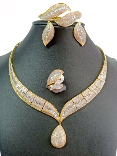 GODKI Luxury Women Wedding Dubai Copper With Mix Plated Trendy Fringe 4 Piece Jewelry Set