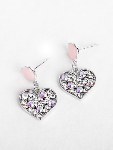 bling bling pink heart zircon earrings