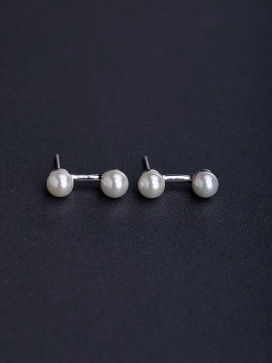 Imitation pearls  bone 925 silver Stud earrings