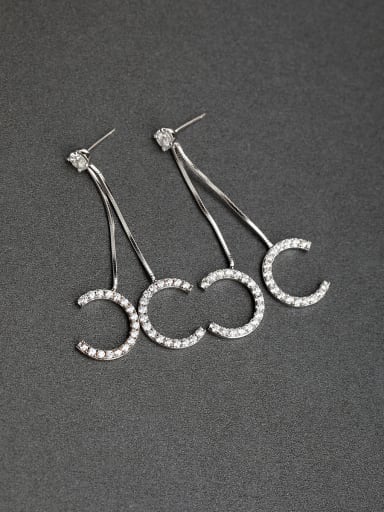 Micro inlay Rhinestone LetterC 925 silver Stud earrings