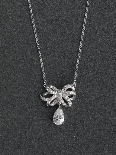 Micro inlay Zircon Abstract flowers 925 Silver Necklaces