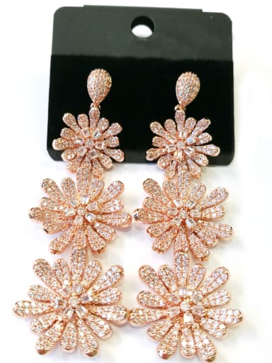 GODKI Luxury Women Wedding Dubai Copper With Rose Gold Plated Fashion Flower Earrings