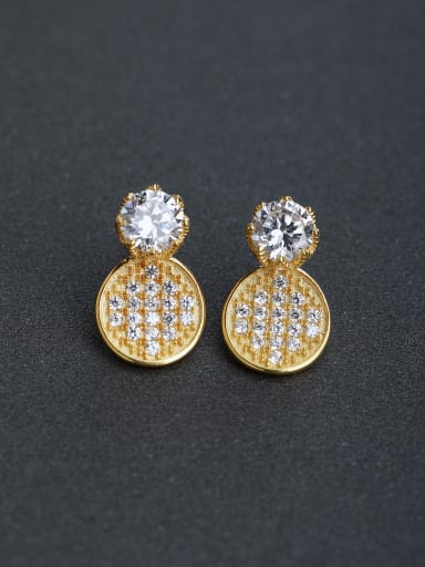 Bling bling zircon Gold and silver color 925 silver Stud earrings