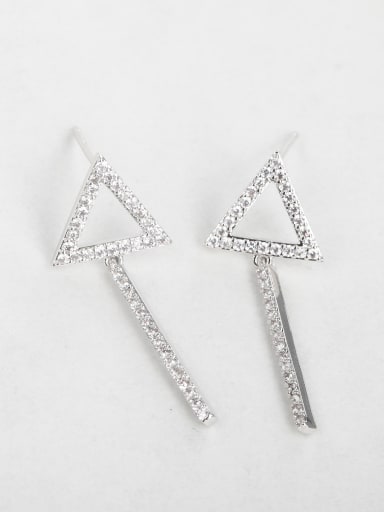 Zircon Triangular Copper inlaid platinum Drop Earrings