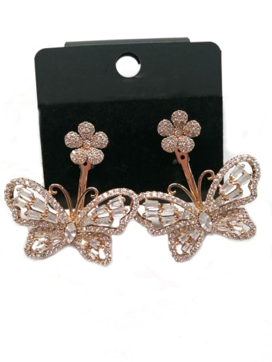 GODKI Luxury Women Wedding Dubai Copper With Rose Gold Plated Fashion Butterfly Earrings