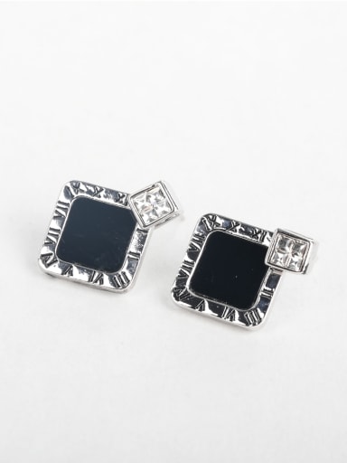 Black square zircon earrings