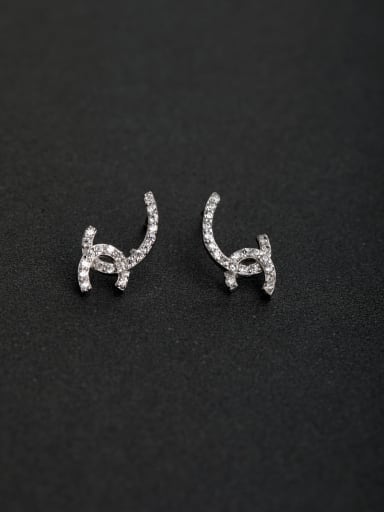 Micro inlay Zircon character C 925 silver Stud earrings
