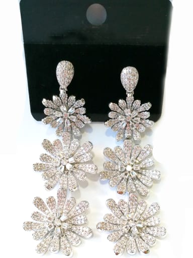 GODKI Luxury Women Wedding Dubai Copper With White Gold Plated Fashion Flower Earrings