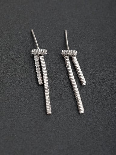 Micro inlay Zircon Simple fringe 925 silver Drop Earrings