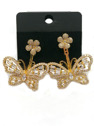 GODKI Luxury Women Wedding Dubai Copper With Gold Plated Fashion Butterfly Earrings