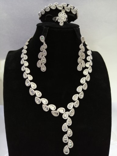 GODKI Luxury Women Wedding Dubai Copper With White Gold Plated Fashion Water Drop 4 Piece Jewelry Set