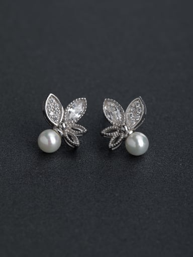 Butterfly flying Micro inlay Zircon 925 silver Stud earrings