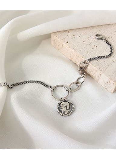 925 Sterling Silver With Antique Silver Plated Vintage human figure&coin pendant Bracelets