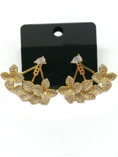 GODKI Luxury Women Wedding Dubai Brass With Gold Plated Fashion Leaf Earrings