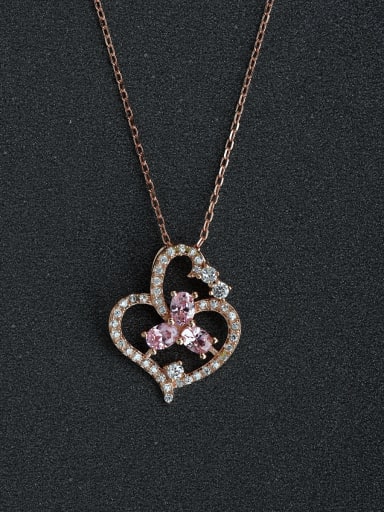 Love buckle Rhinestone crystal 925 silver necklace