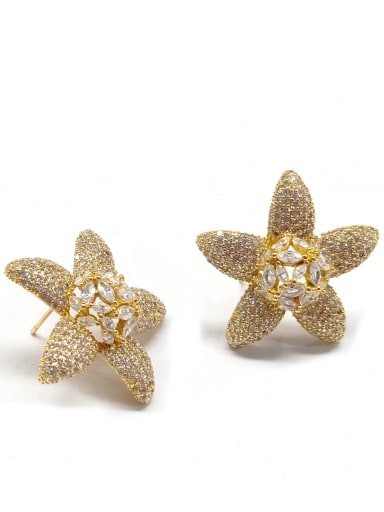 GODKI Luxury Women Wedding Dubai Copper With Gold Plated Fashion Star Earrings