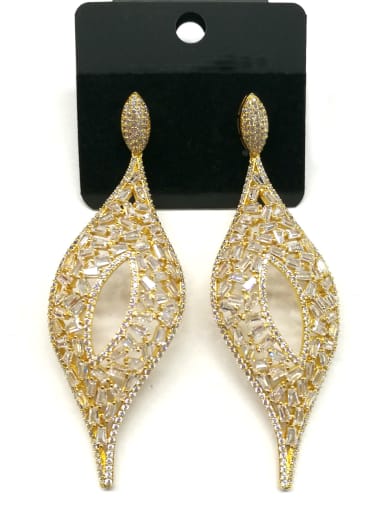 GODKI Luxury Women Wedding Dubai Copper With Gold Plated Fashion Leaf Drop Earrings