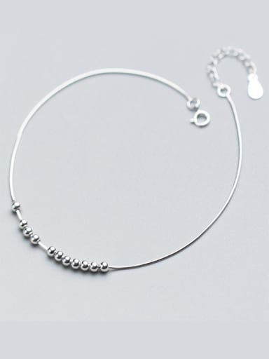 custom 925 Sterling Silver With Platinum Plated Simplistic Ball Anklets