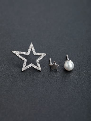 Micro inlay Zircon Star Bead  925 silver Drop Earrings