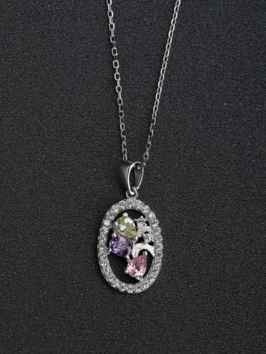 Inlaid zircon crystals 925  Silver Necklace