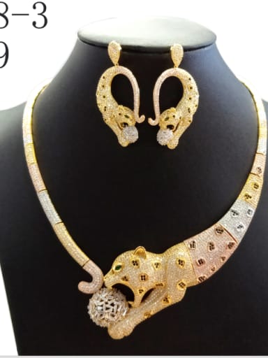 GODKI Luxury Women Wedding Dubai Copper With Gold Plated Classic Animal 2 Piece Jewelry Set